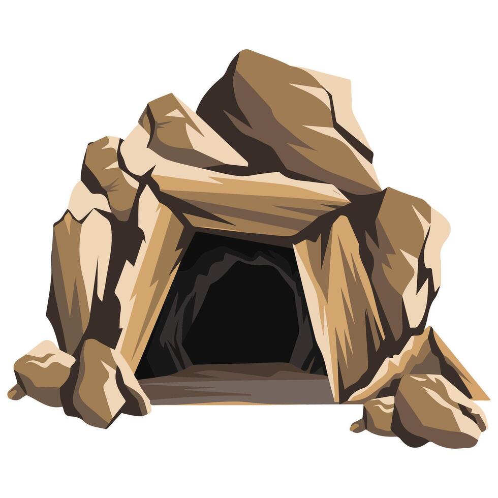 Flat Design of Retro Mine Entrance Desert Scene Art vector