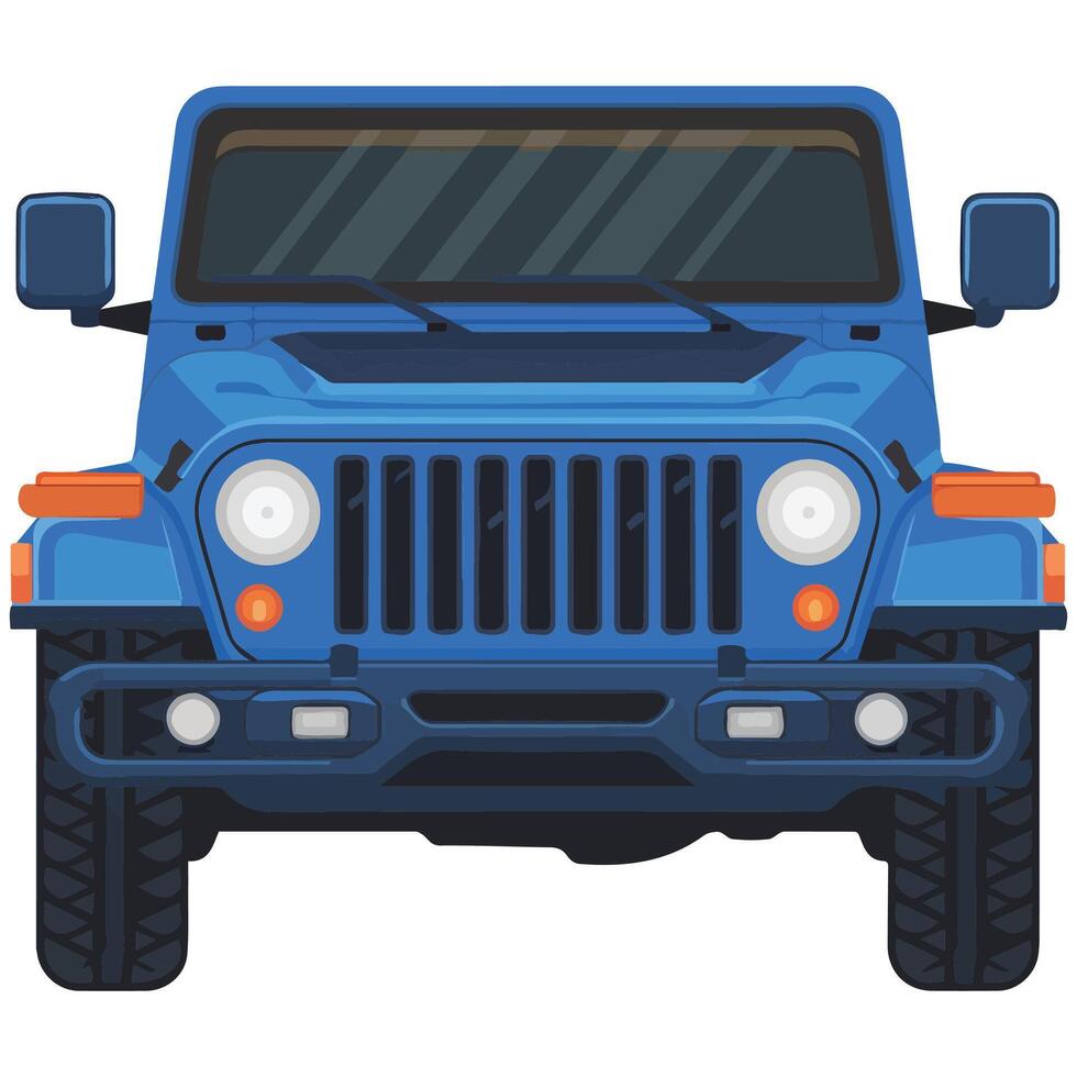 Front View of Blue Off Road Truck Illustration vector