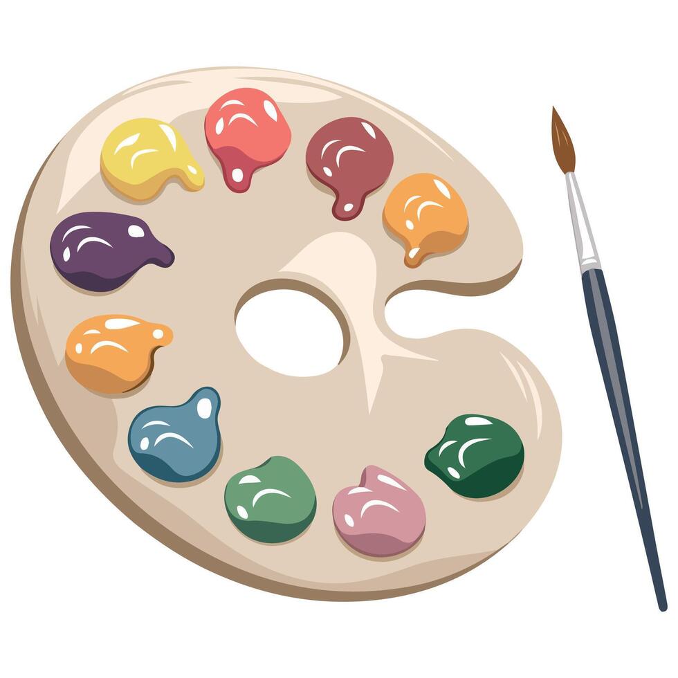 School Paint Palette Watercolor Box and Brush Illustration vector