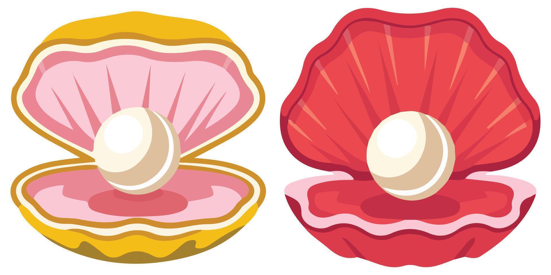 Pearl in Seashell Icon Cartoon Illustration on White Background vector