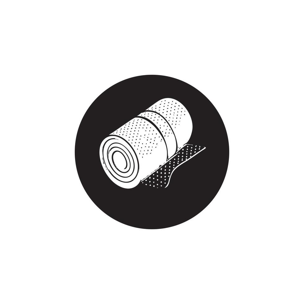 Rolled up bandage for wound treatment in black circle vector