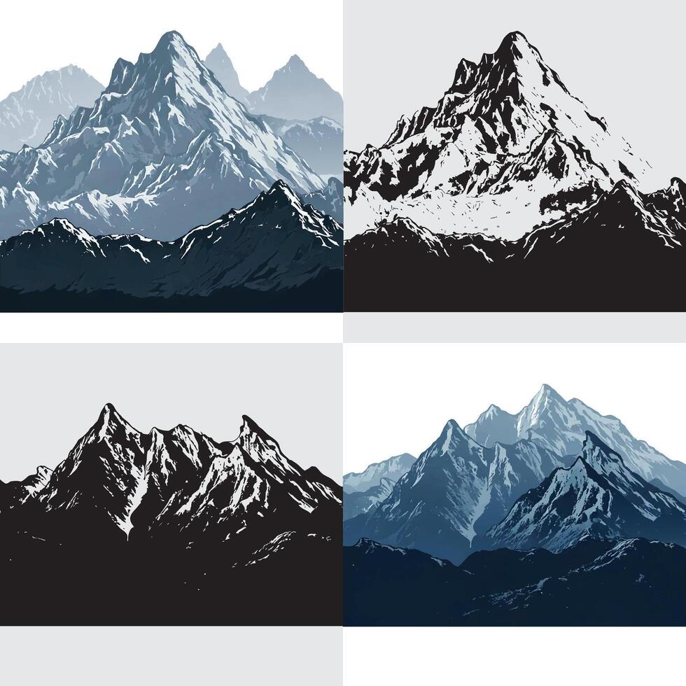 Majestic Mountain Range A Landscape of Peaks, Snow, and Adventure vector