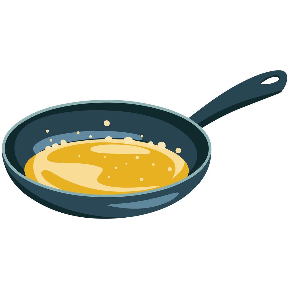 Isolated Frying Pan with Butter Essential Kitchen Utensil vector