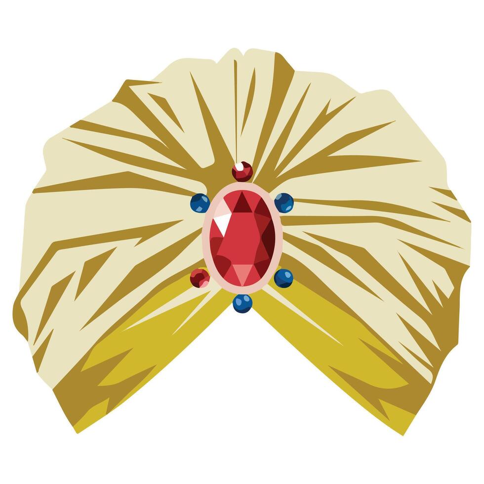 Turban Headdress with Precious Stones Gold Sultan Cap vector