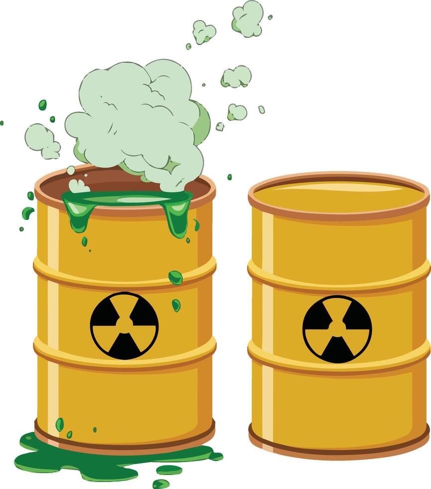 Open Barrel of Hazardous Acid with Green Liquid Illustration vector
