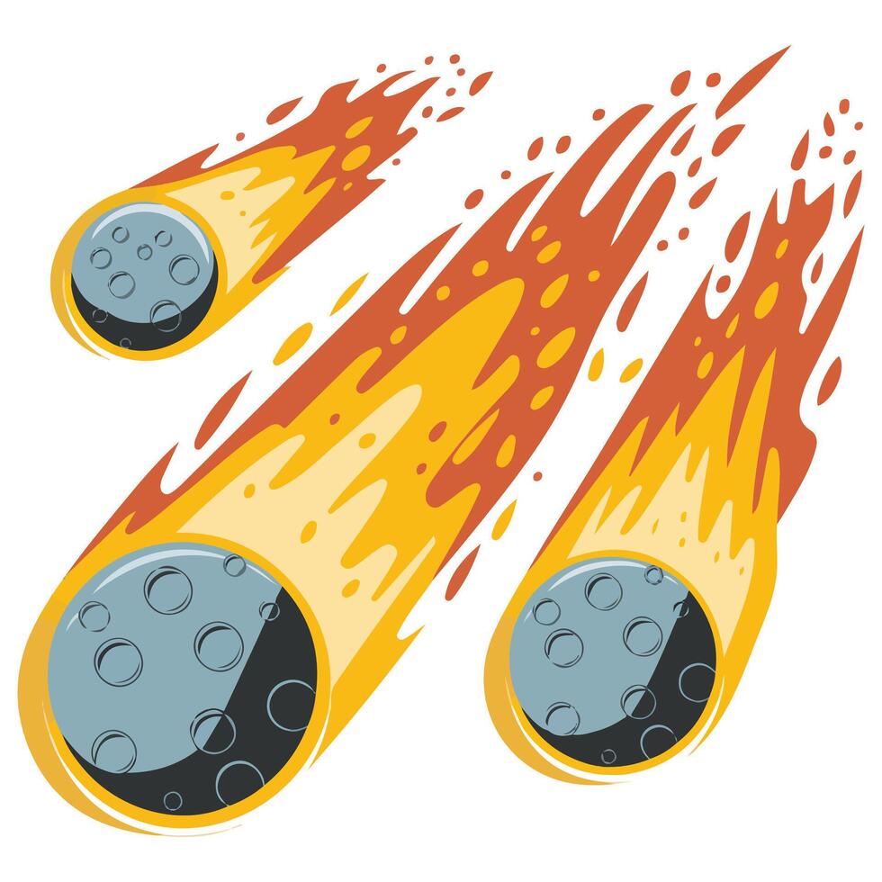 Meteor Shower Impact on Planet Cartoon Cataclysm Design vector