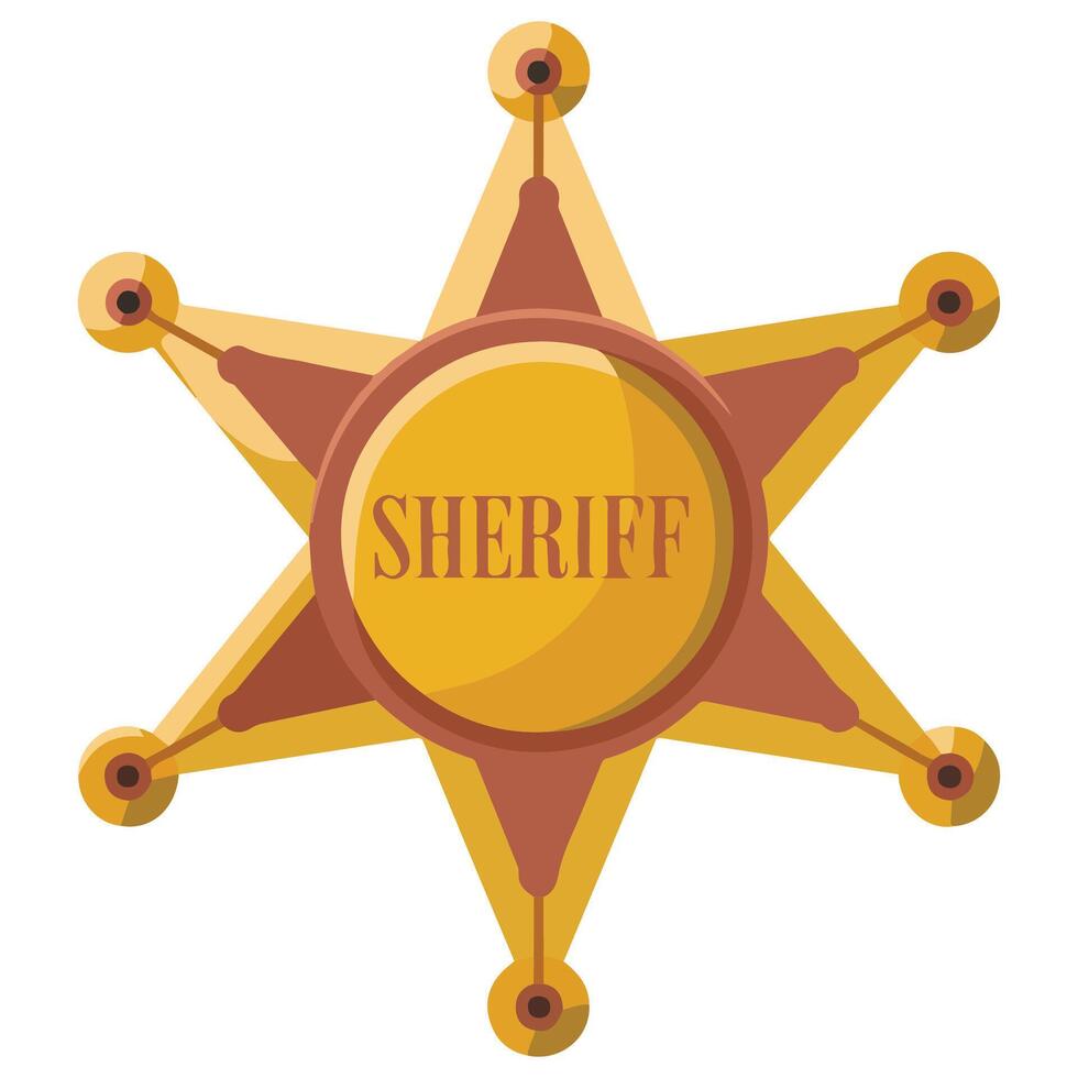 Cartoon Sheriff Star Icon Illustration on White Background vector