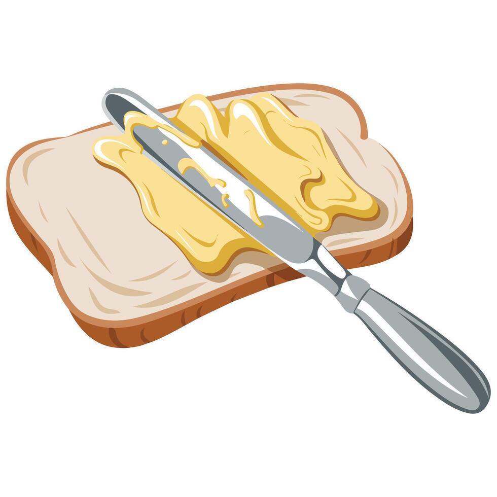 Knife Spreading Butter on Toast Flat Design for Web and App vector