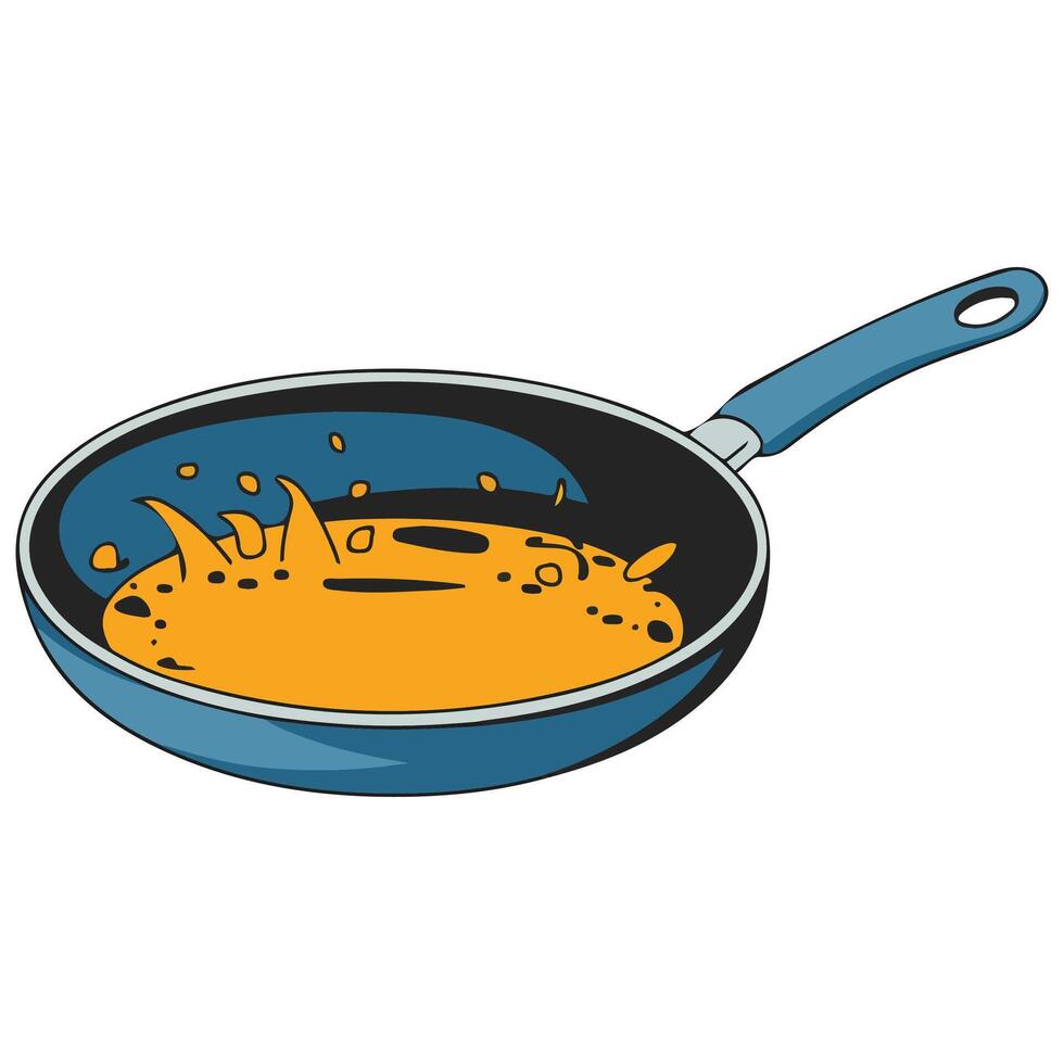 Isolated Frying Pan with Butter Kitchen Cooking Utensil vector