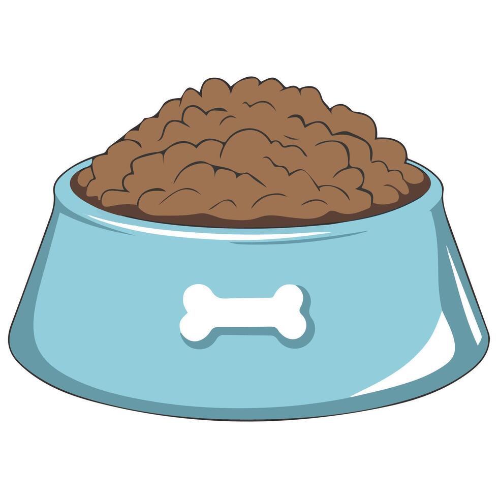 Pet Food and Bone Meal in Bowl Graphic for Dogs vector