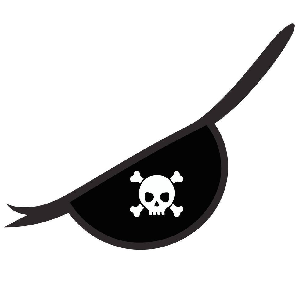 Pirate Eye Patch with Jolly Roger Skull Isolated Accessory vector