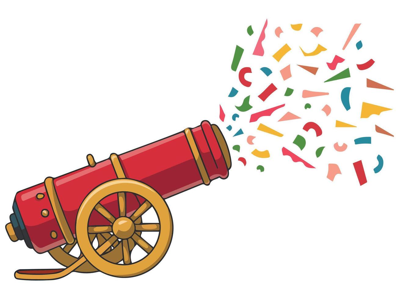 Ancient Cannon with Confetti Circus Cannon Illustration vector
