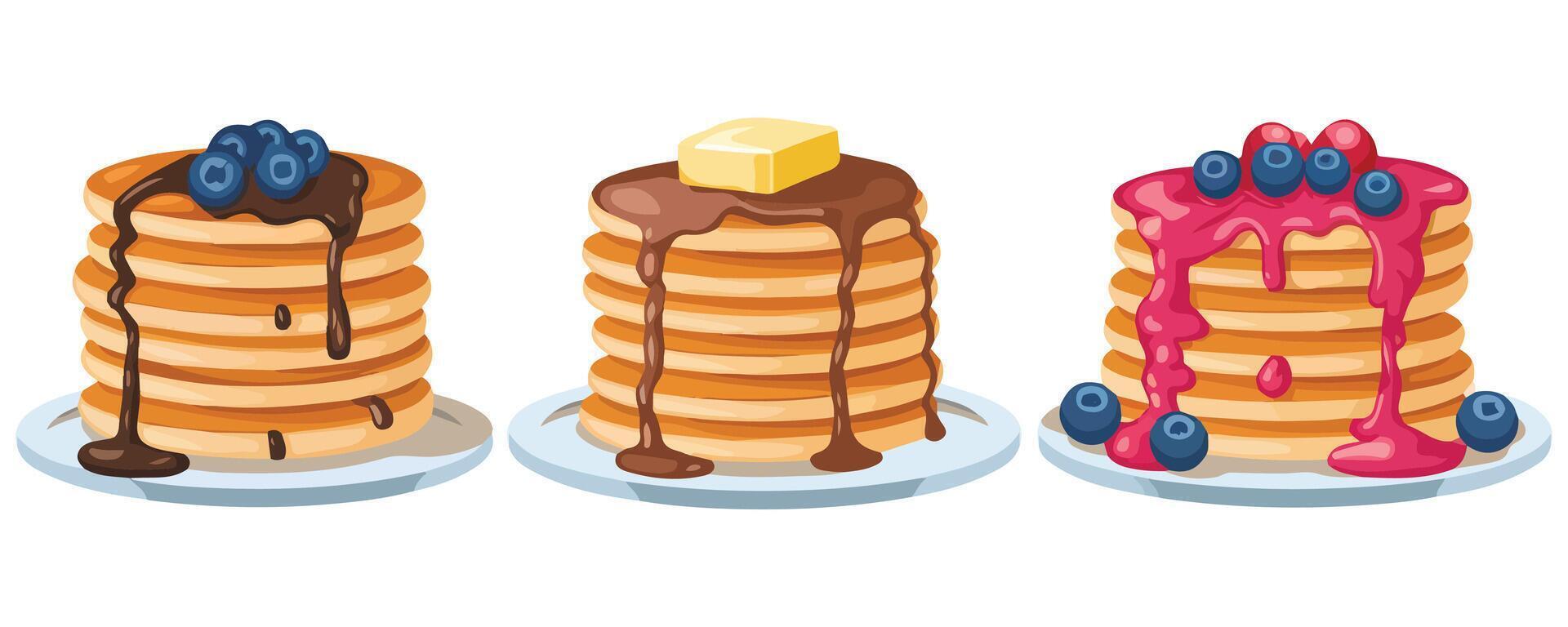 Pancakes on a White Plate Breakfast Concept Design vector