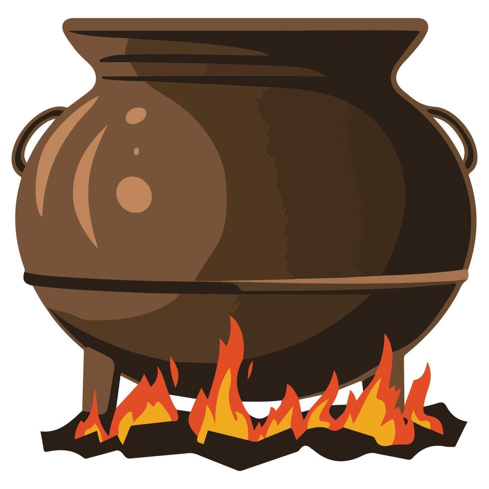 Isolated Boiler on Charcoal Big Cauldron vector