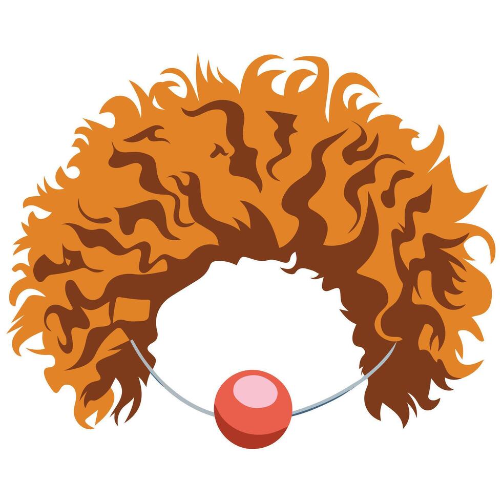 Masquerade Clown Wig and Nose Flat Style vector