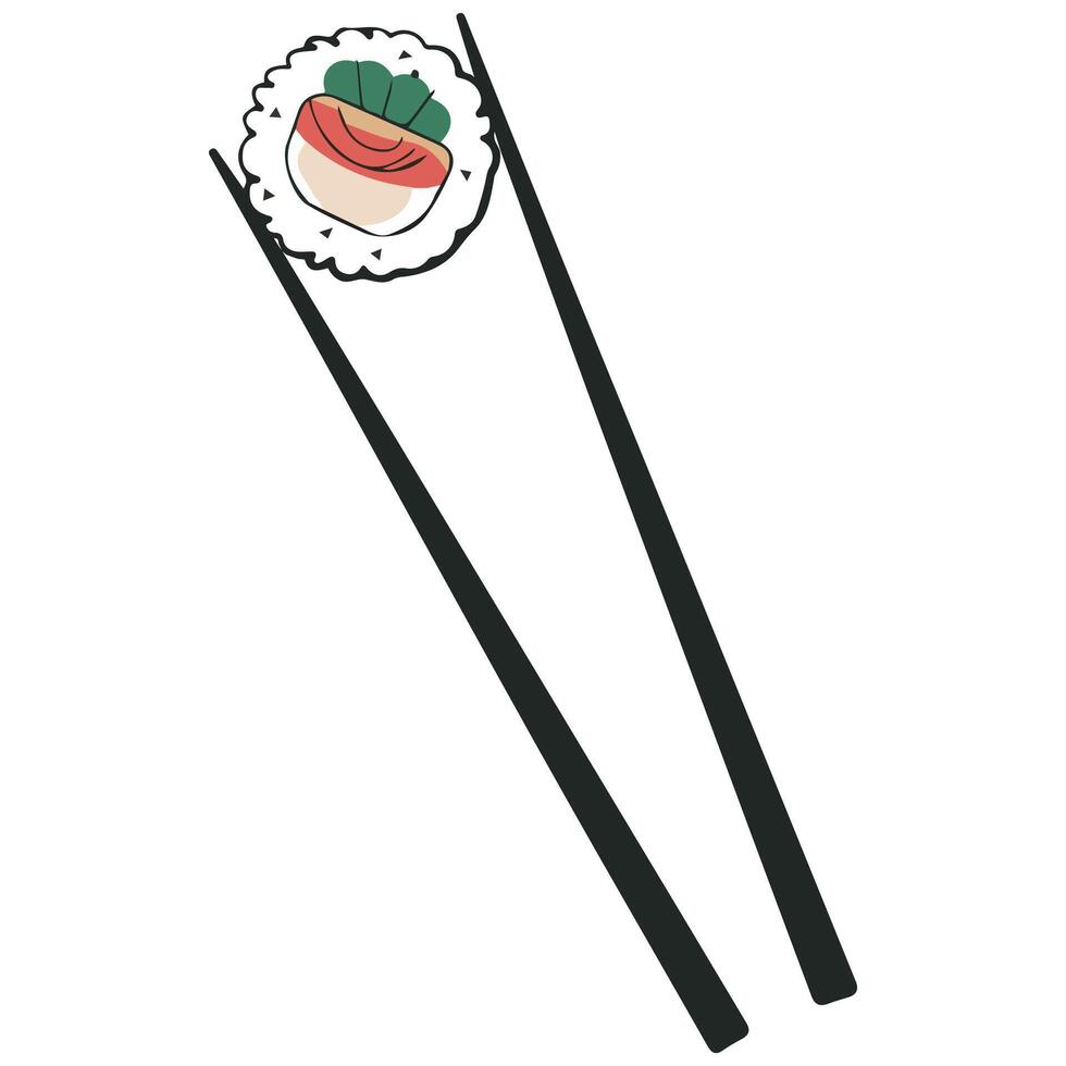 Japanese Sushi with Classic Chopsticks vector
