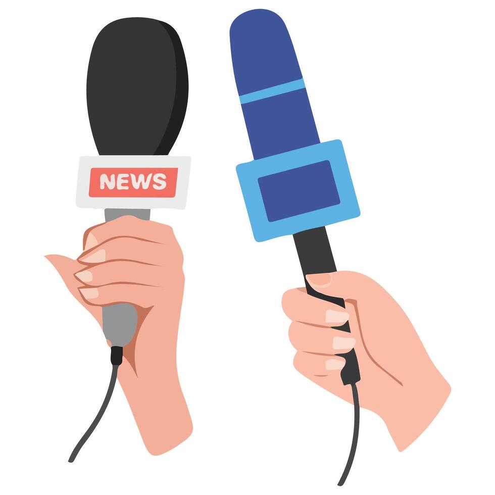 Reporters Holding Microphones Icon vector
