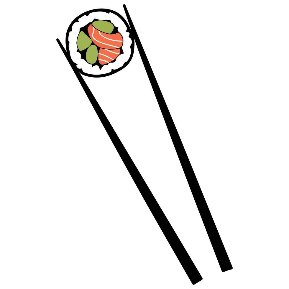 Fresh Sushi with Wooden Chopsticks vector