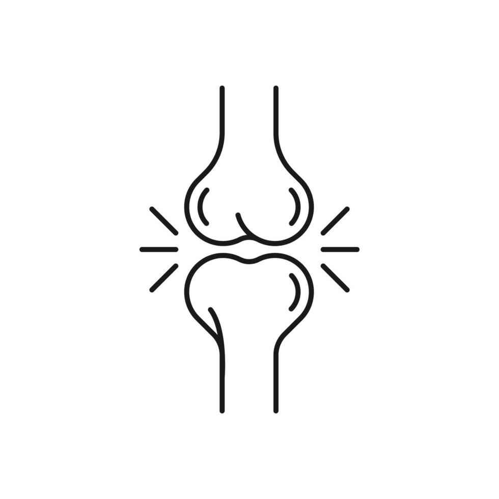 Human Knee Bone Joint Line Icon. Anatomy Leg Skeleton Linear Pictogram. Arthritis, Osteoporosis Illness of Bone Joint Outline Icon. Orthopedic Health. Editable Stroke. Isolated Illustration. vector