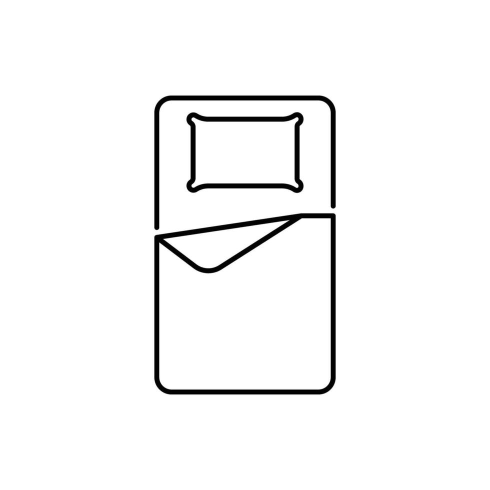 Single bed flat line icon. Bedding sign. Thin linear logo for interior store. vector
