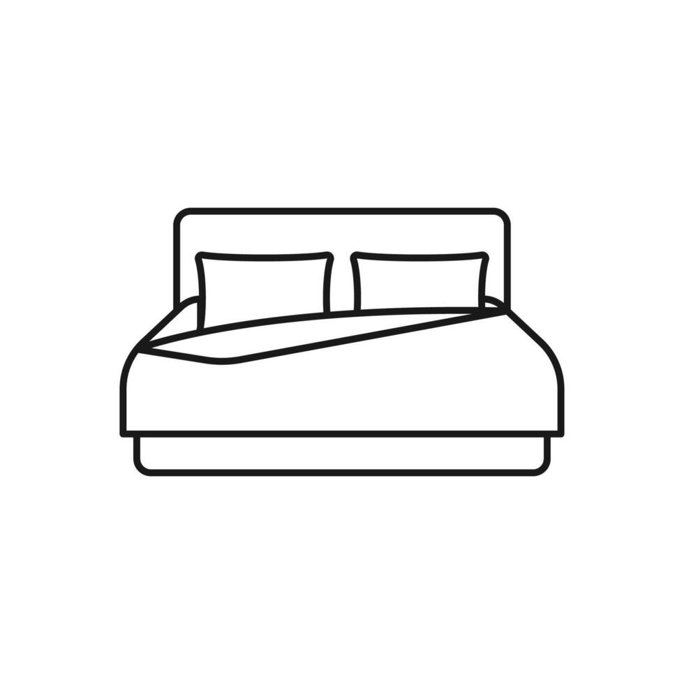 Double Bed icon. Line simple Interior Furniture icon for templates vector