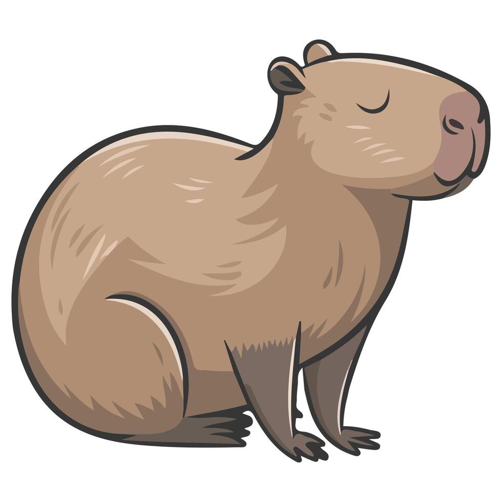 Smoky and Cute Capybara Illustration vector