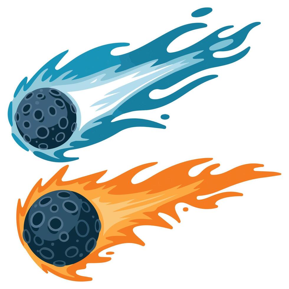 Comet and meteor doodle art vector