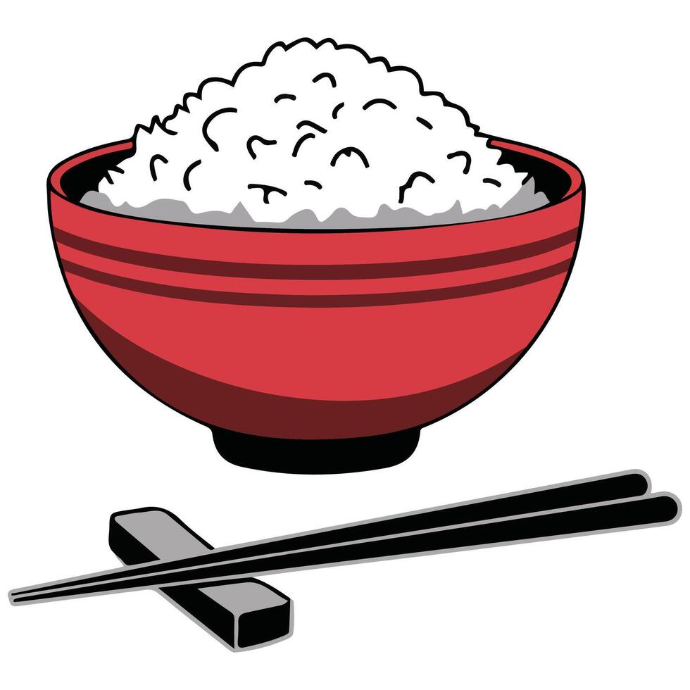 Rice bowl icon illustration vector