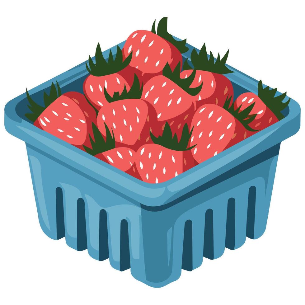 Summer fruit basket with fresh strawberries design vector