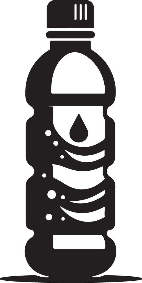 a black and white bottle of water with a drop of water vector