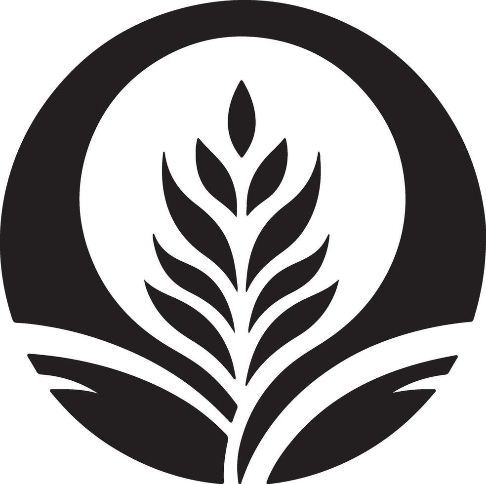 a black and white logo of a wheat plant vector