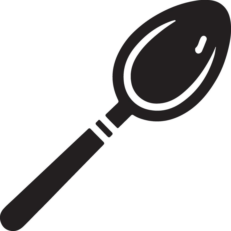 a spoon is shown in black and white on a white background vector