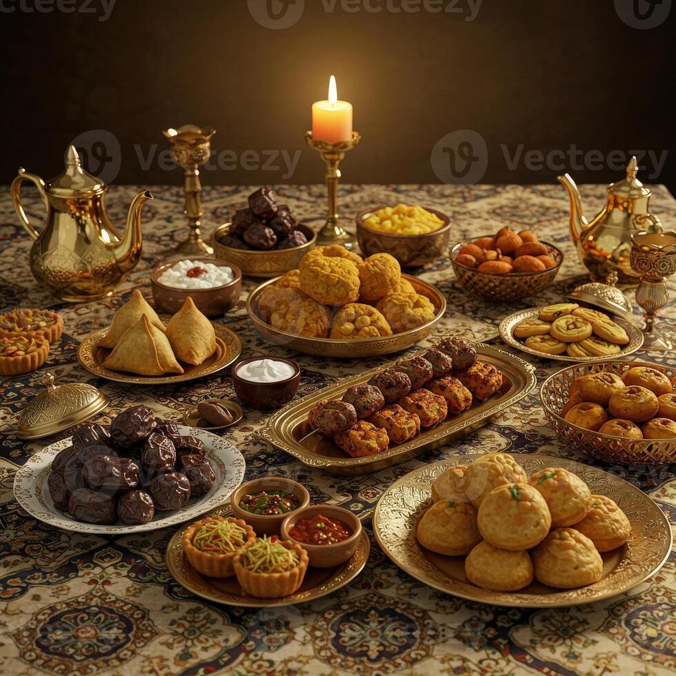 A table with a lot of food on it photo