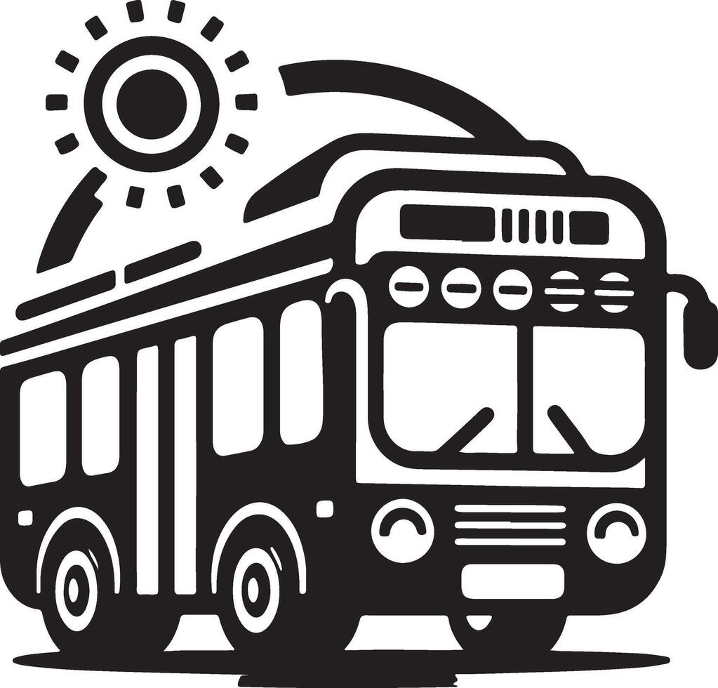 a bus with the sun behind it vector