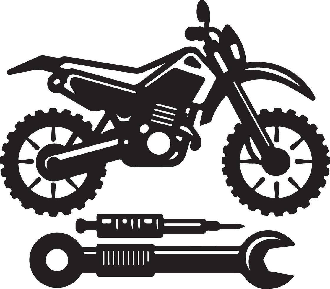 motorcycle and wrench icon on white background vector