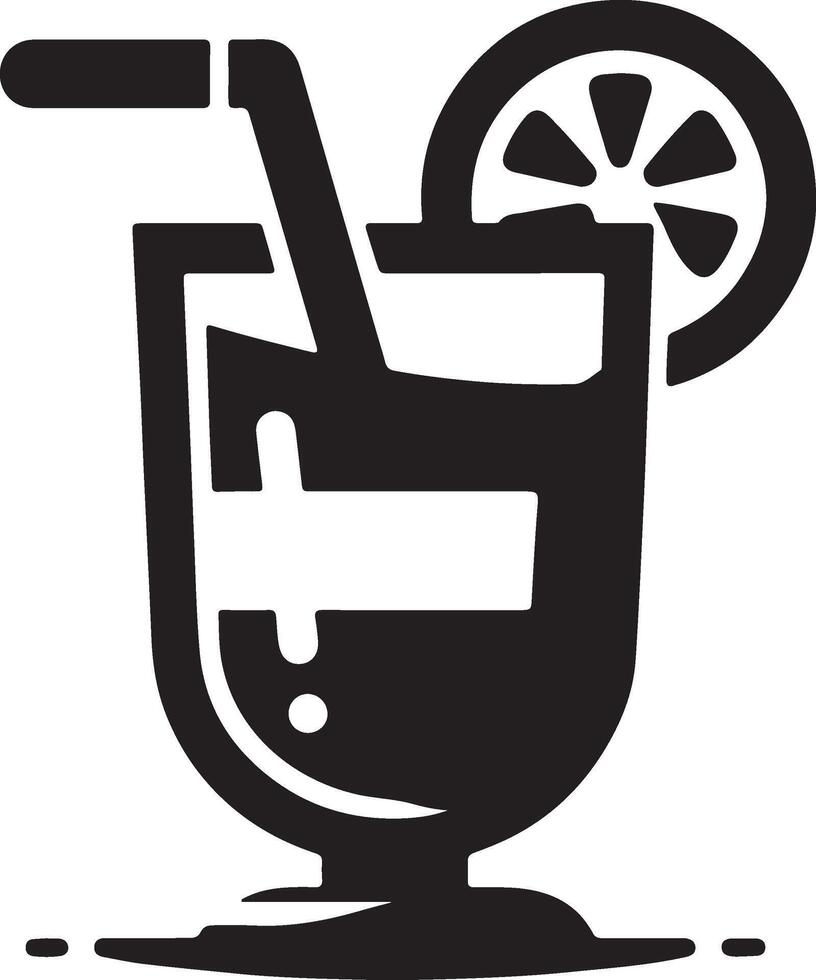Unique black and white illustration of a drink with a straw vector