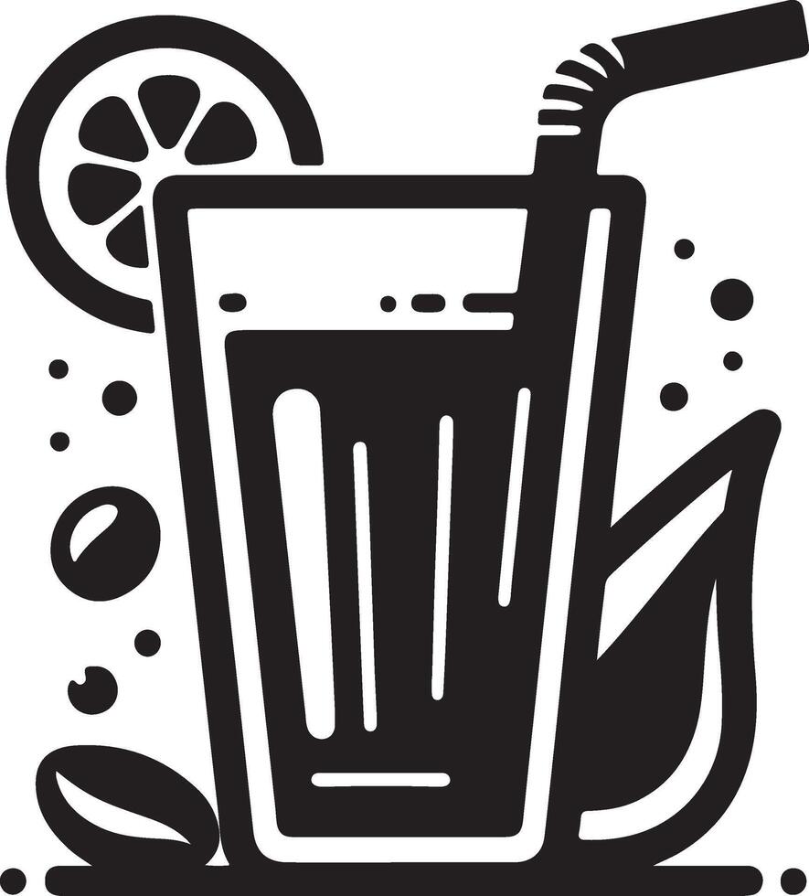 a black and white illustration of a glass of juice vector