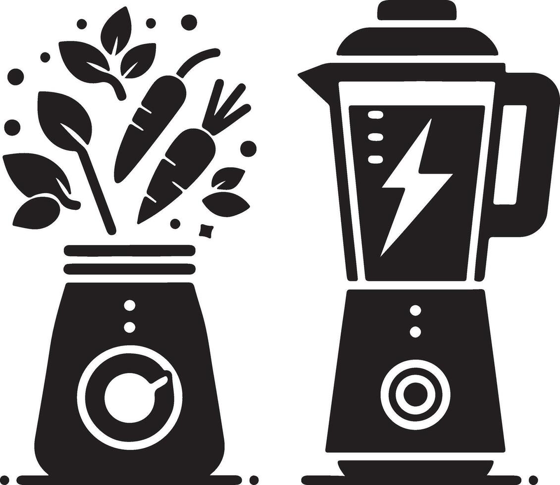 black and white illustration of a blender and a juicer vector