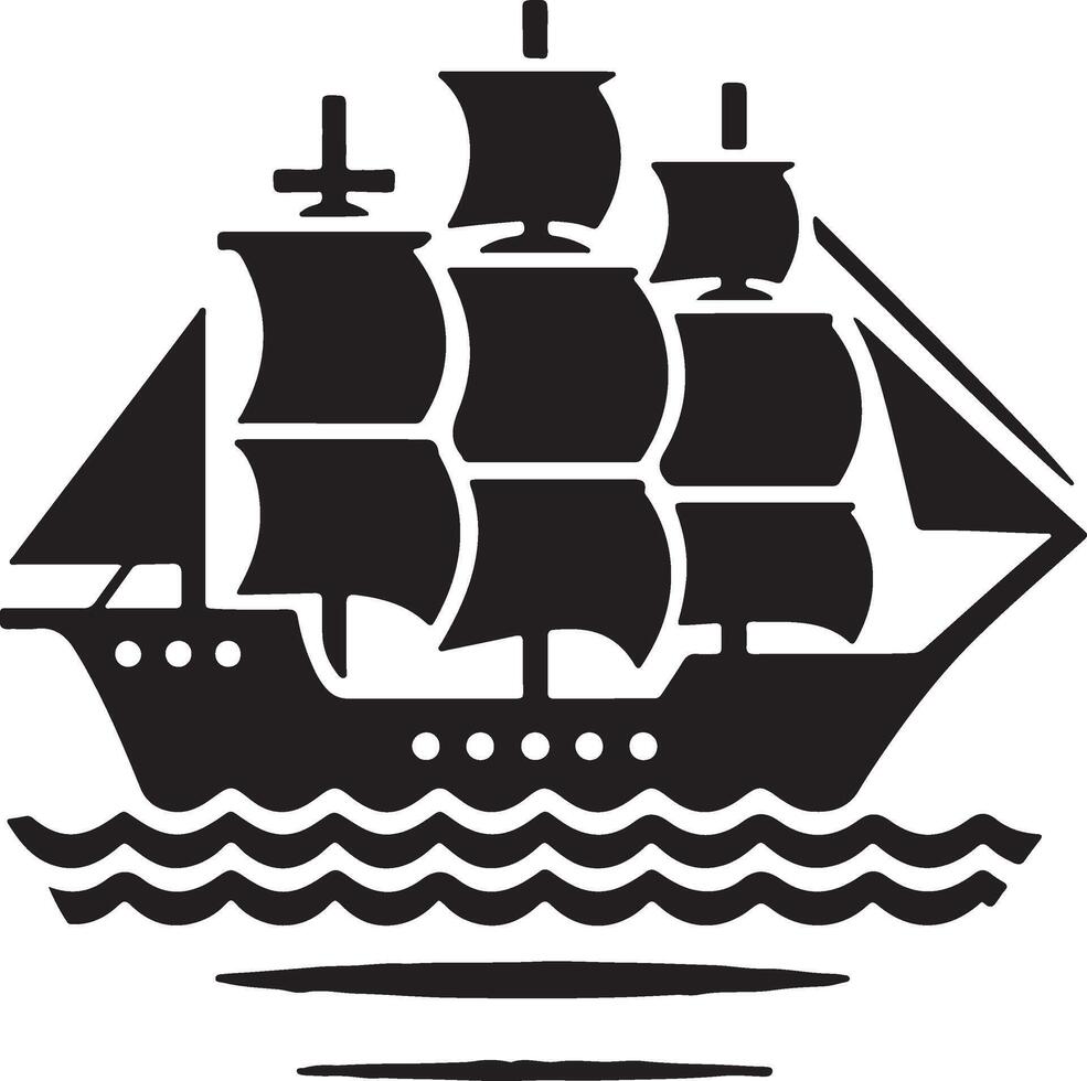 Unique black and white illustration of a sailing ship vector