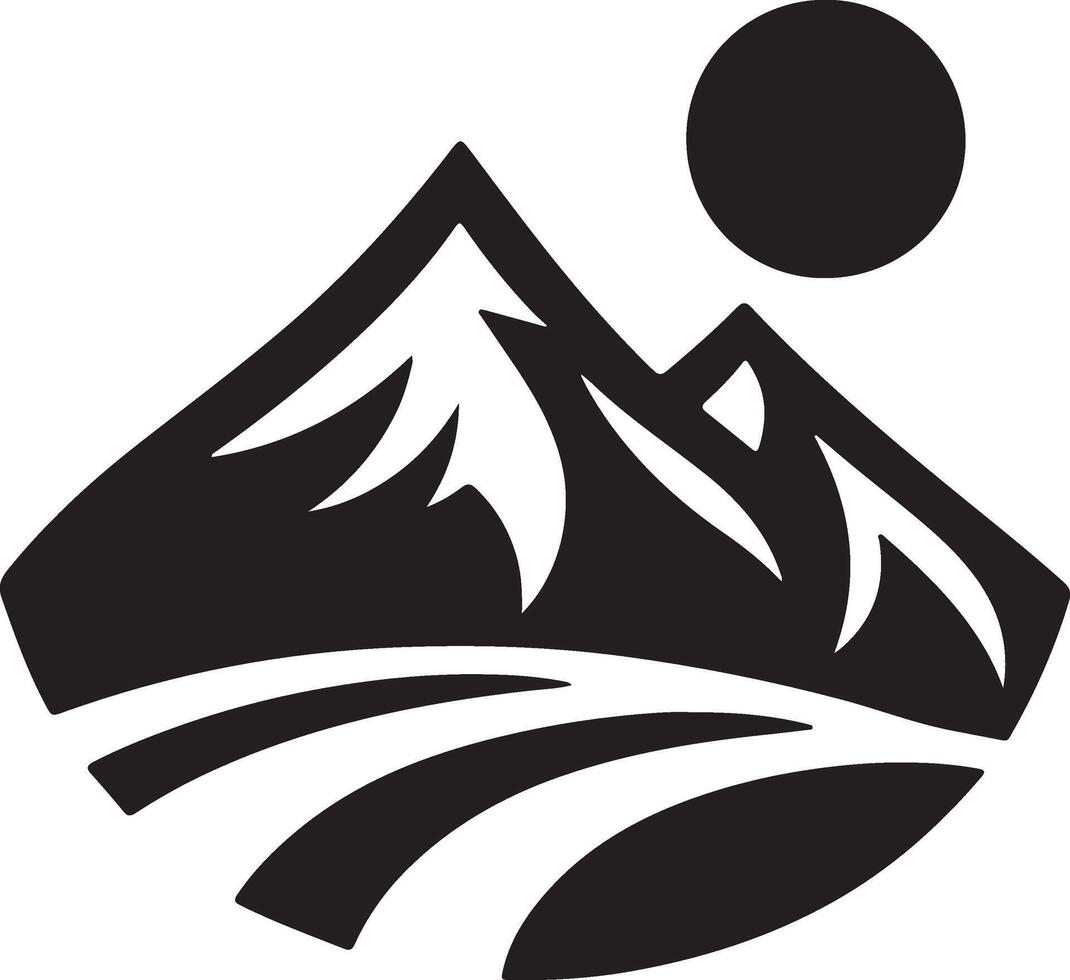 mountains and sun logo vector