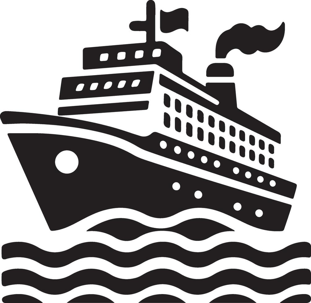 a black and white image of a cruise ship vector