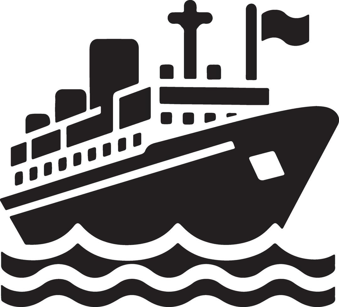 Unique black and white image of a cruise ship vector