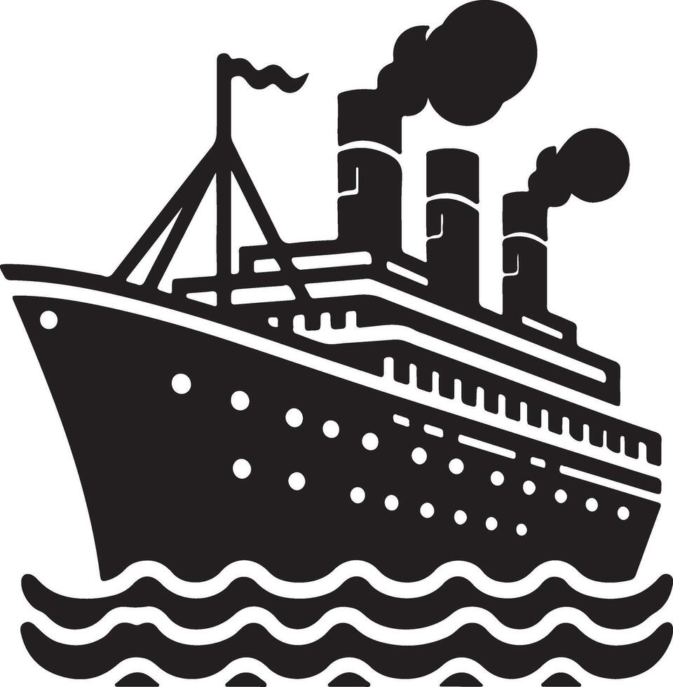 a black and white illustration of a ship vector