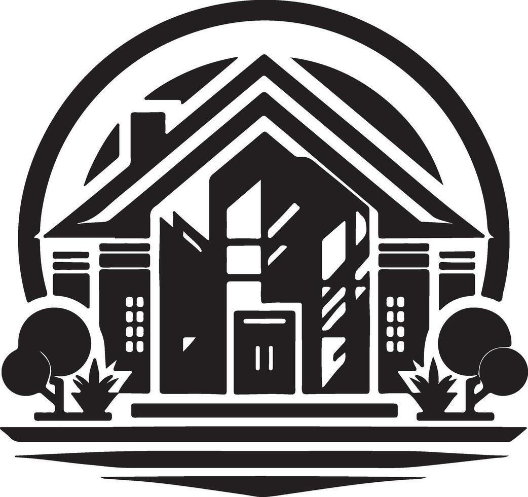 a black and white logo of a house vector