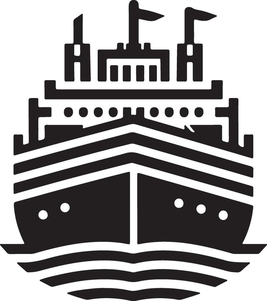 a black and white logo of a ship vector