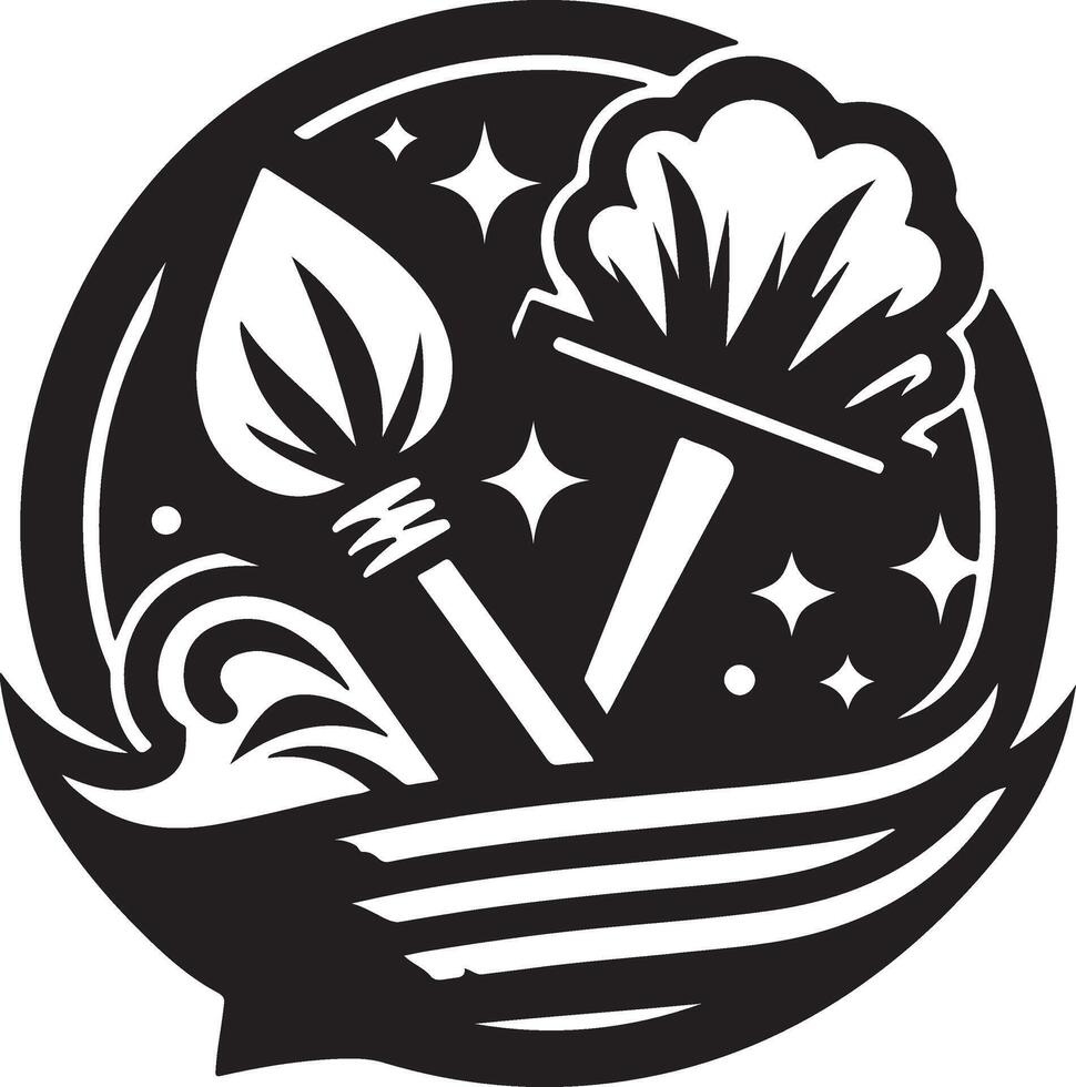 a black and white logo for a cleaning company vector