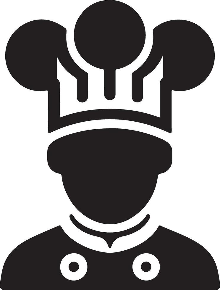 a chef icon with a hat on his head vector