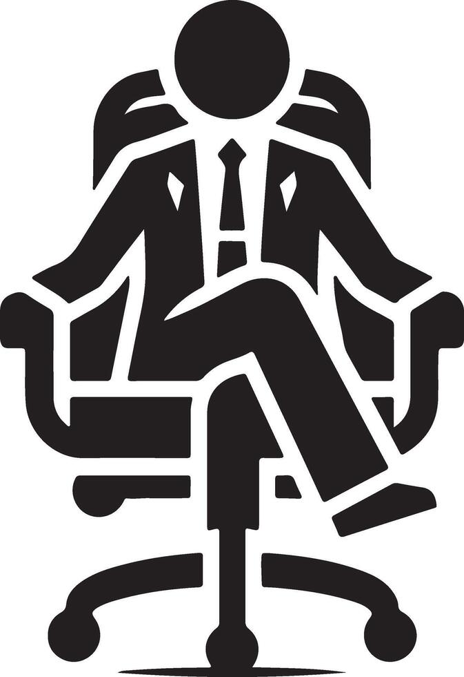 a black and white silhouette of a man sitting in an office chair vector