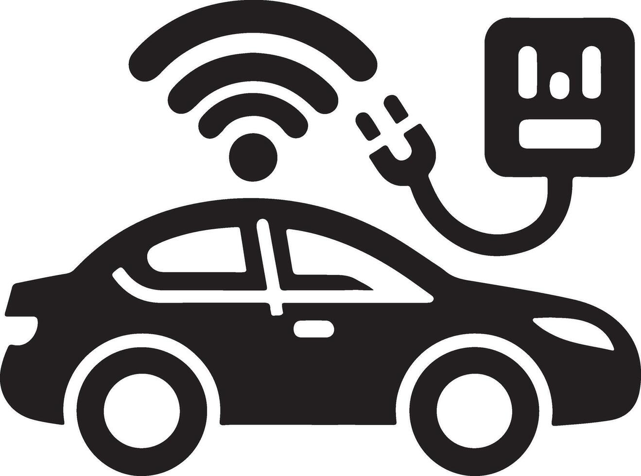 an electric car with wifi connected to it vector