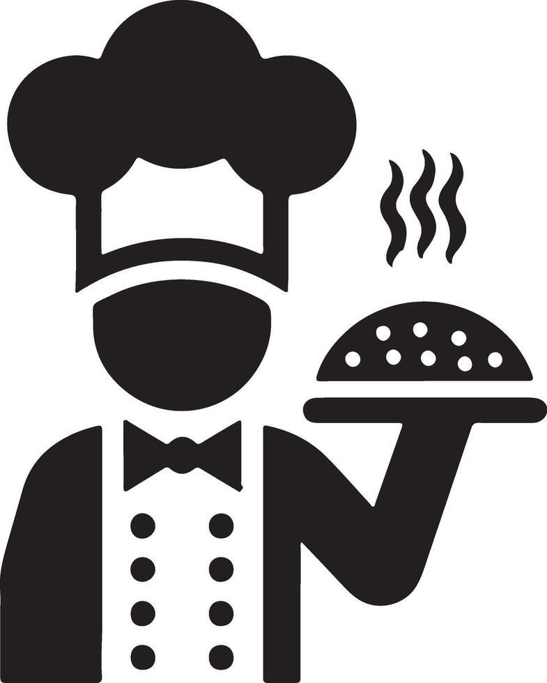 chef holding a tray with a hot dish on it vector